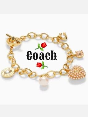 ⚘️Coach Heart Pearl Charm Bracelet